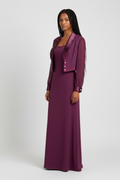 R. Nites by Caliendo Plum Dress & Cropped Jacket Set