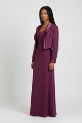 R. Nites by Caliendo Plum Dress & Cropped Jacket Set