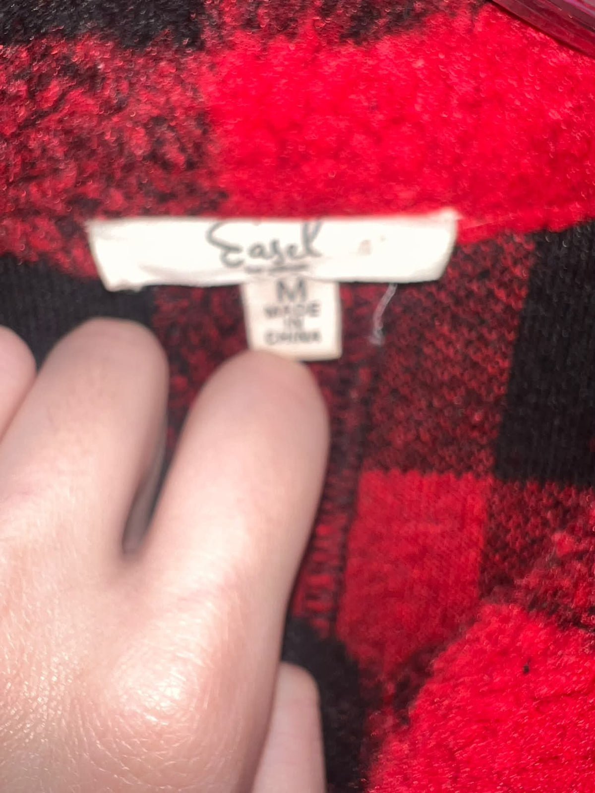 Easel Red & Black Buffalo Plaid Teddy Jacket