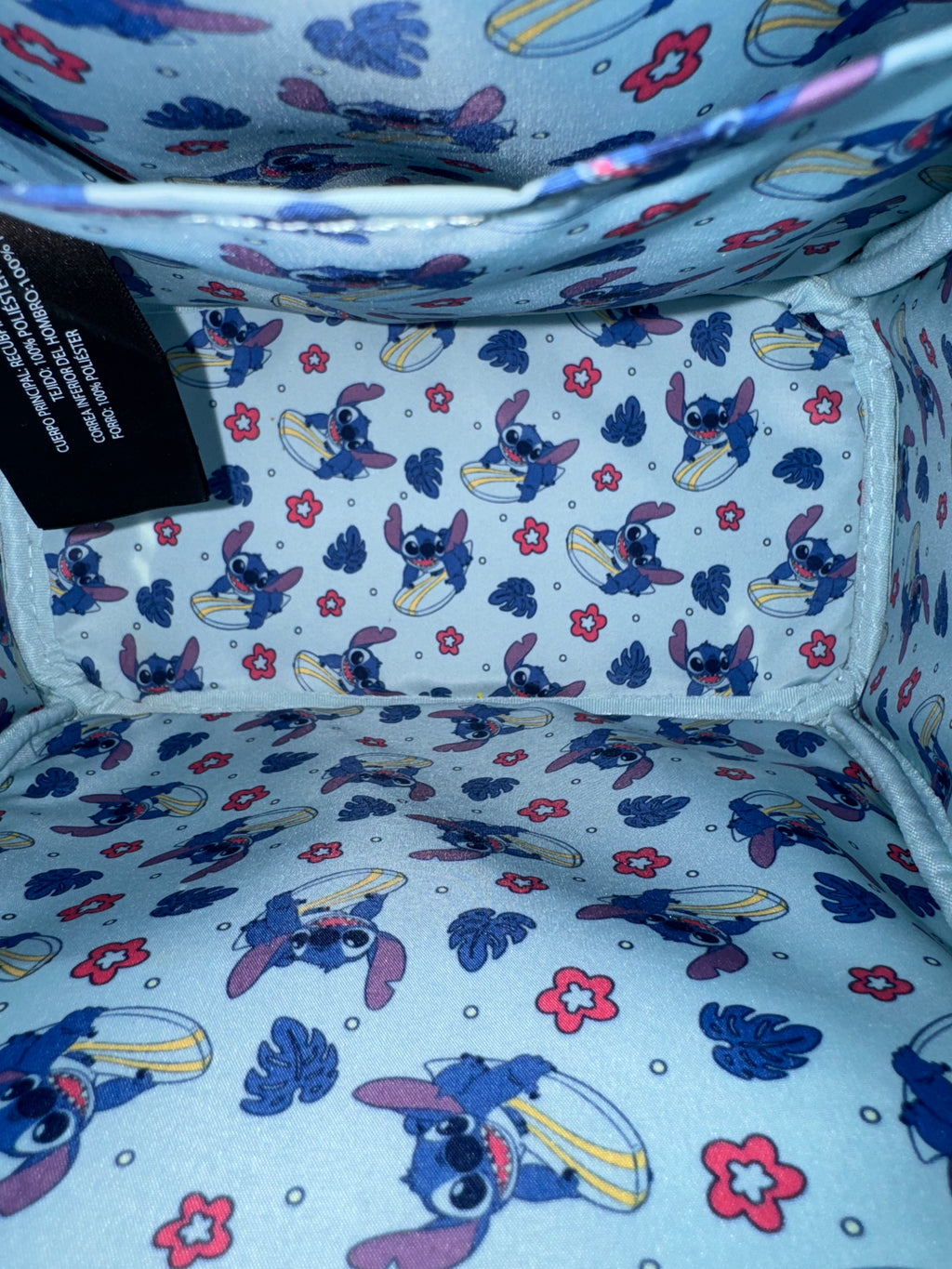 Loungefly Disney Lilo & Stitch Animal Friends Mini Backpack – Stitch Surfing with Ducklings & Sea Turtles
