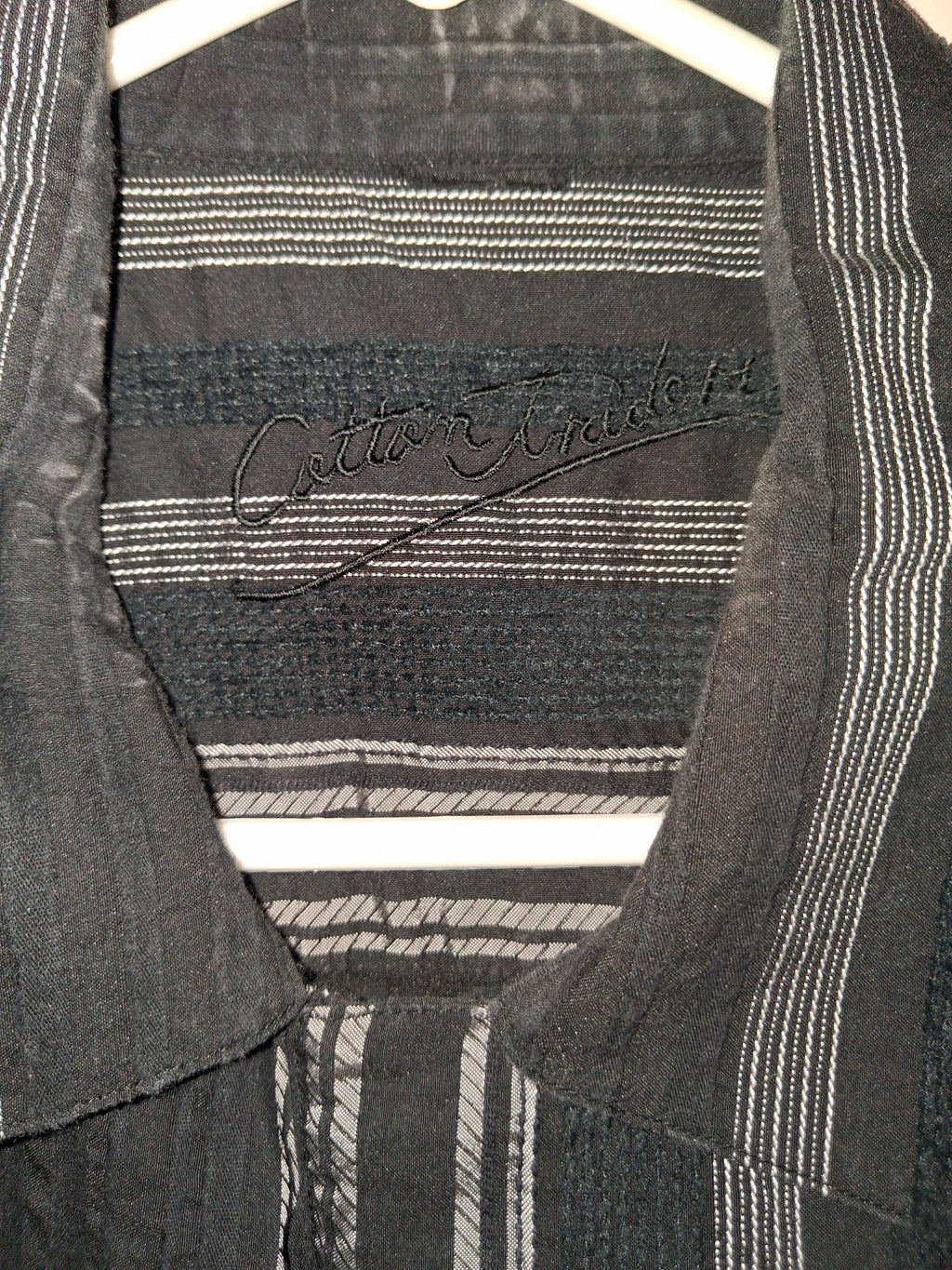 Cotton Traders Black Textured Stripe Shirt