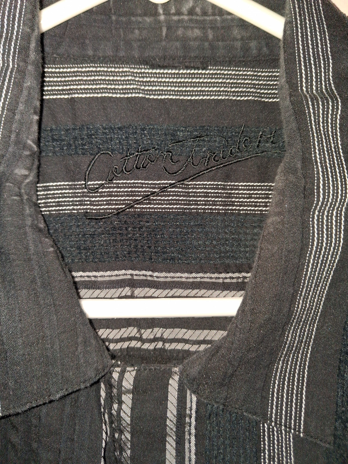 Cotton Traders Black Textured Stripe Shirt