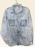 a.n.a Acid-Wash Denim Button-Front Shirt
