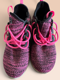 Pink & Black Knit Lace-Up Sneakers