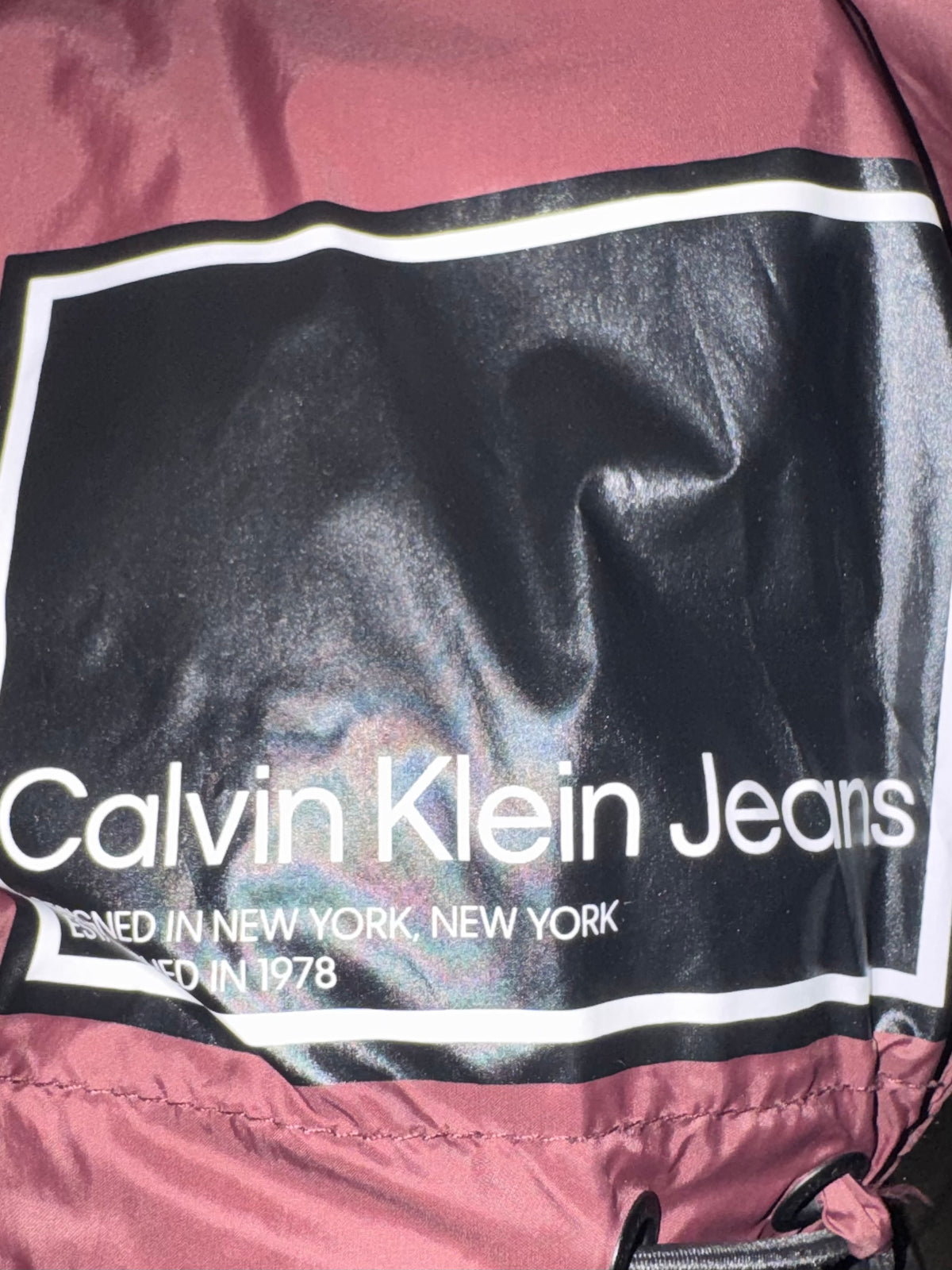 Calvin Klein Jeans Burgundy Hooded Quilted Long Coat