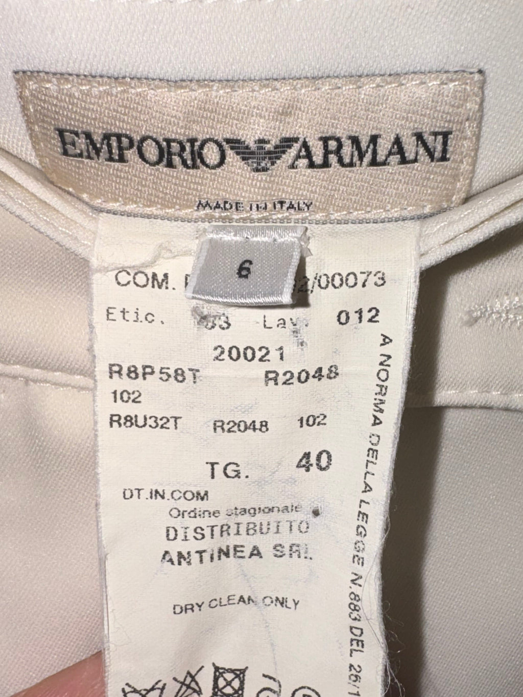 Emporio Armani Ivory Wide-Leg Trousers
