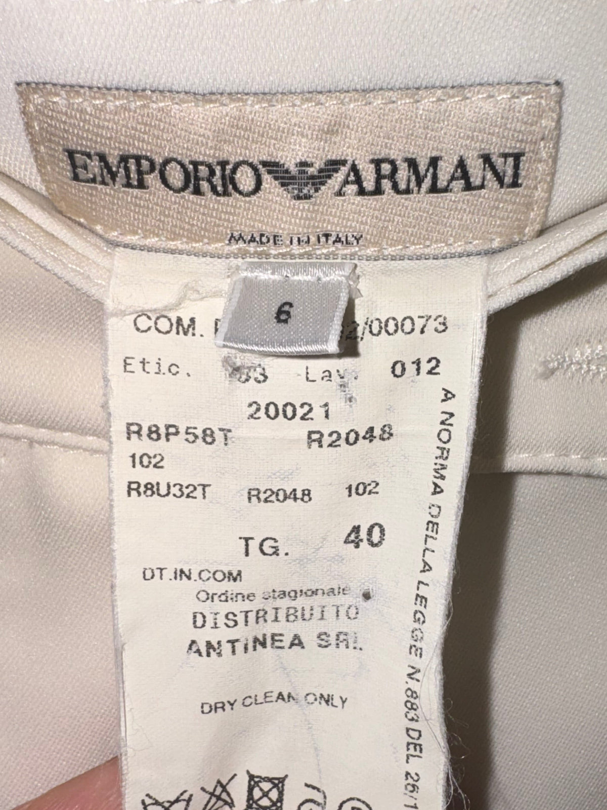 Emporio Armani Ivory Wide-Leg Trousers