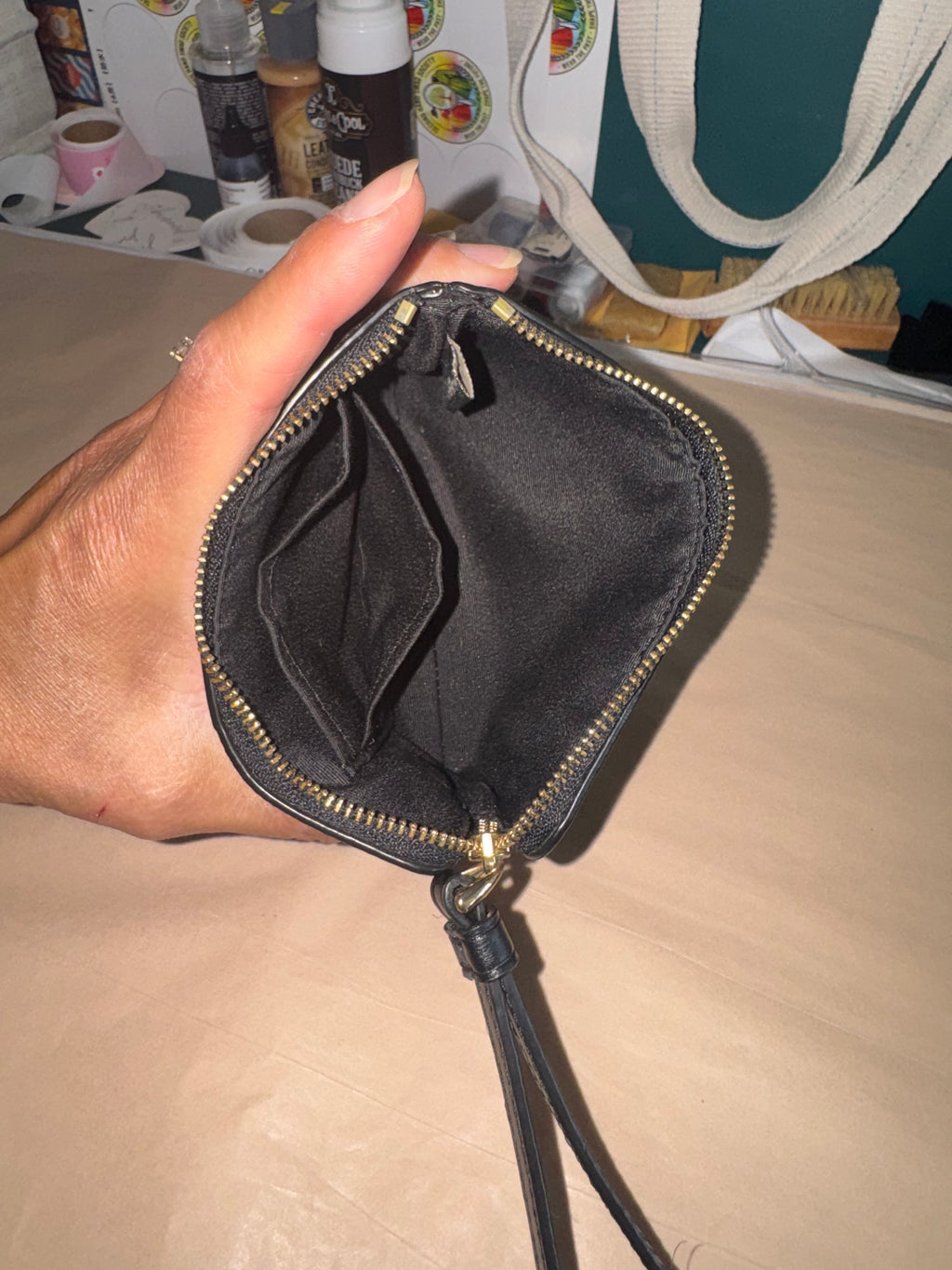 Black Signature Coach Wristlet