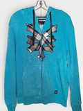 Zoo York Men's Turquoise Plaid Crossbones Full-Zip Hoodie