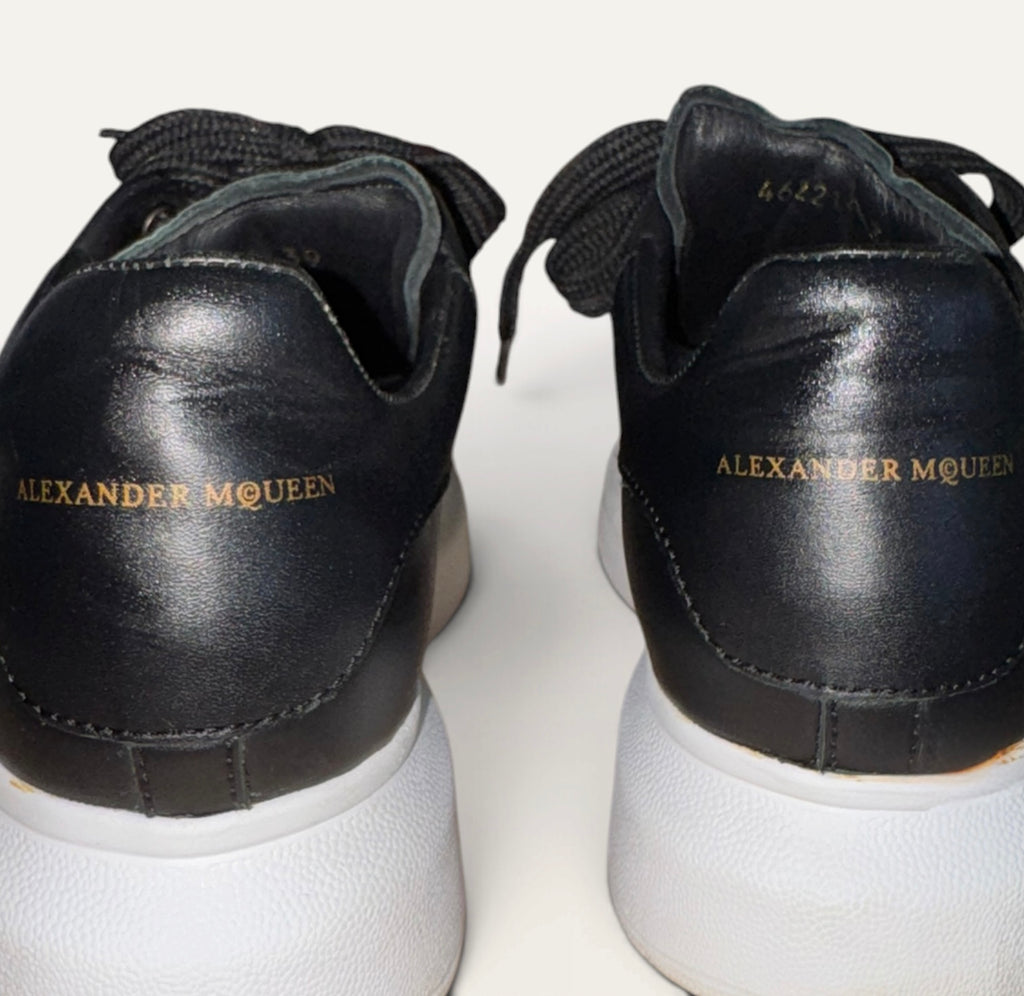 Alexander McQueen Oversized Black Leather Platform Sneakers