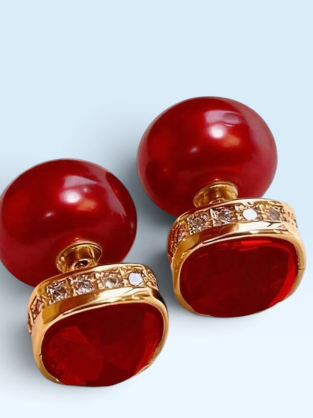 Red Faceted Gem Clip-On Earrings