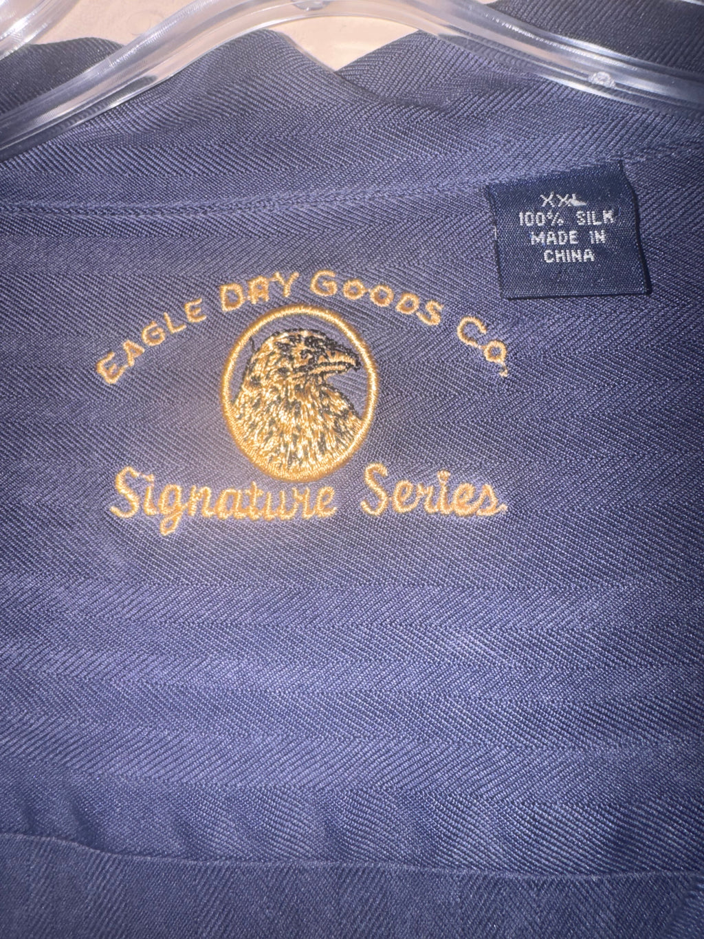 Eagle Dry Goods Navy 100% Silk Camp Shirt