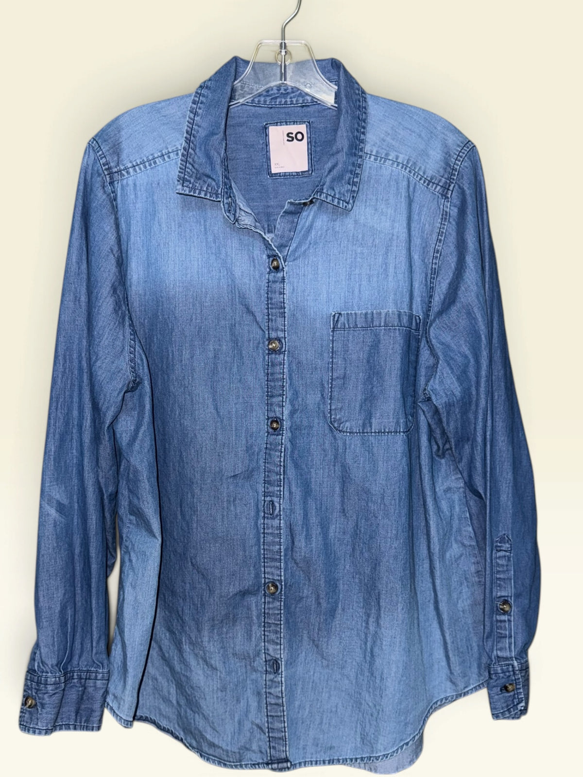 SO Medium-Wash Chambray Button-Front Shirt