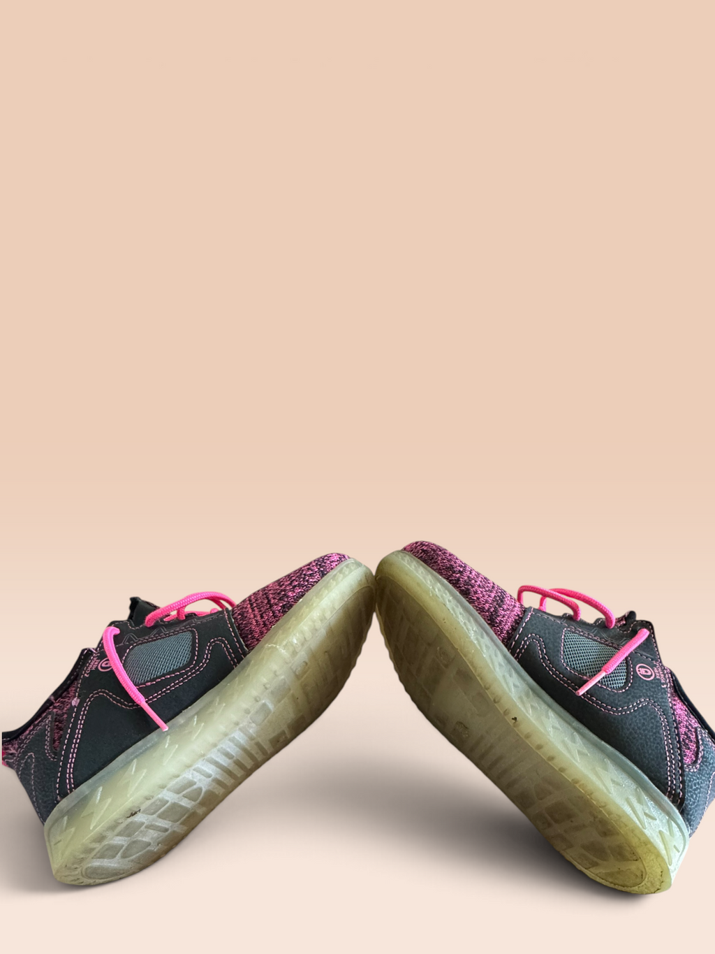 Pink & Black Knit Lace-Up Sneakers