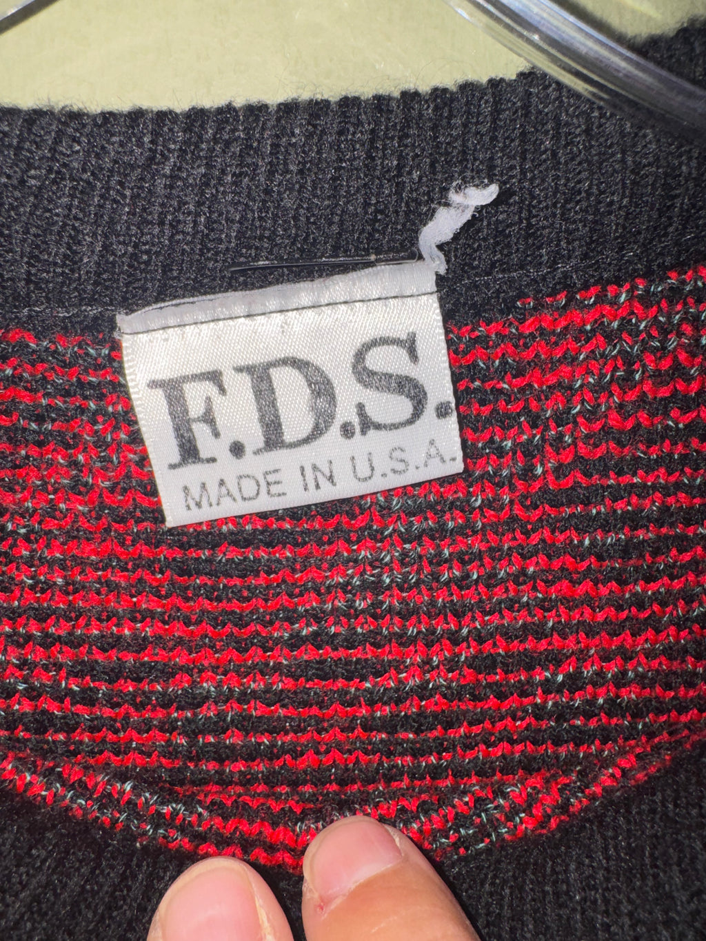 F.D.S. Red & Black Geometric Crewneck Sweater