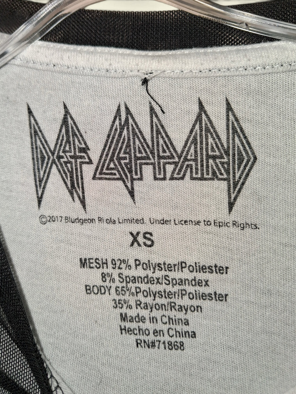 Def Leppard Hysteria Mesh Overlay Top