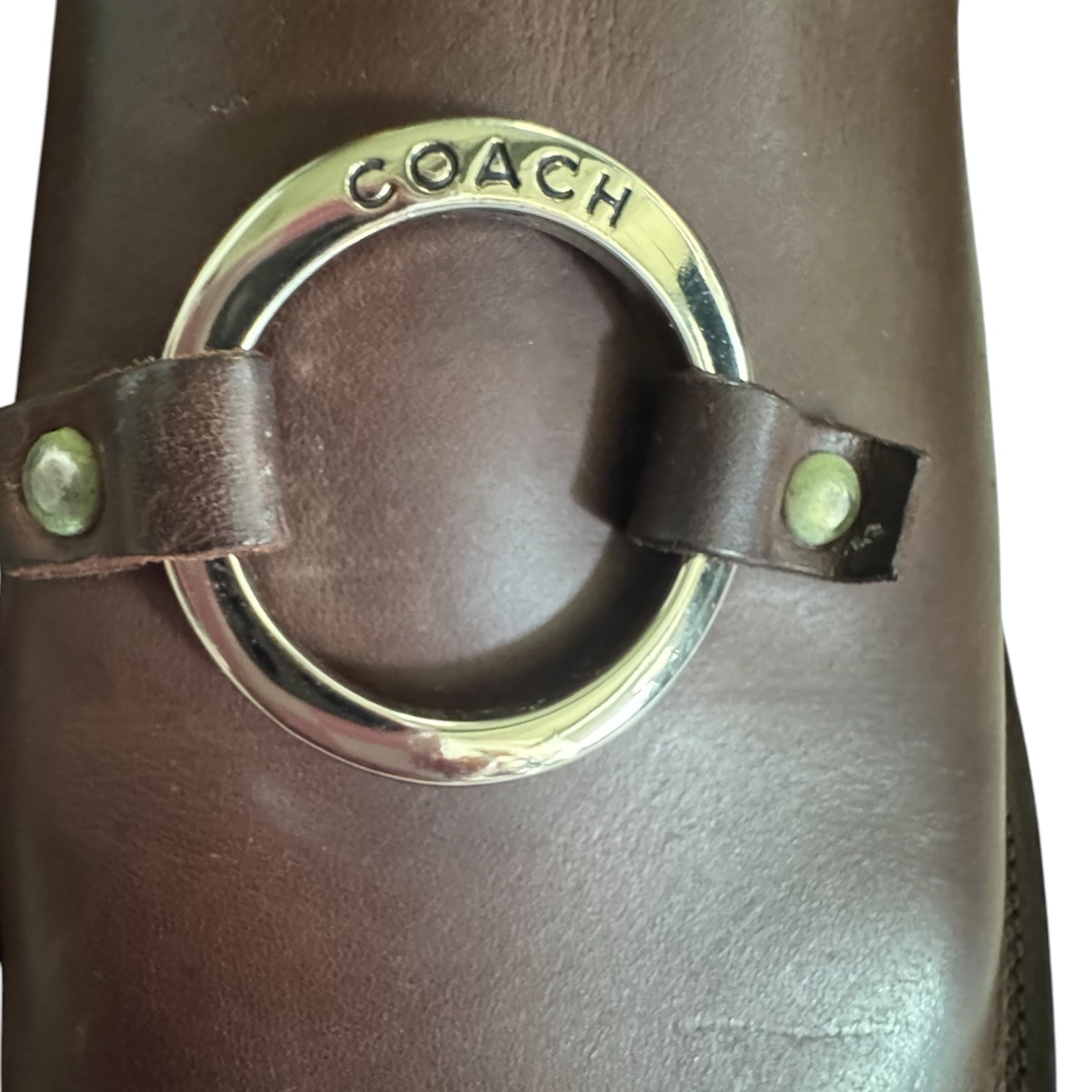 Vintage Coach Brown Leather O-Ring Slide Sandals
