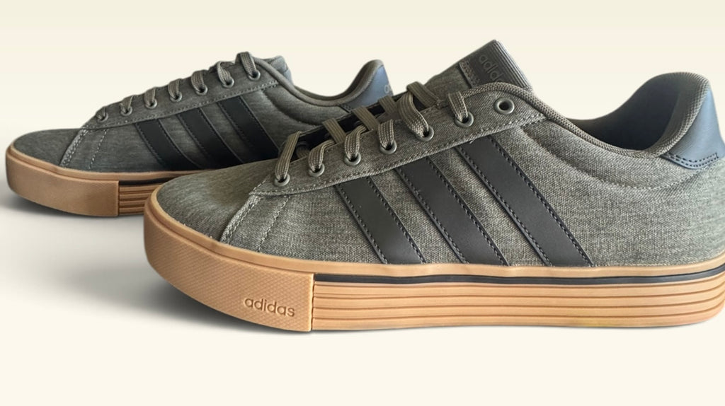 Adidas Canvas Sneakers with Black Stripes & Gum Soles