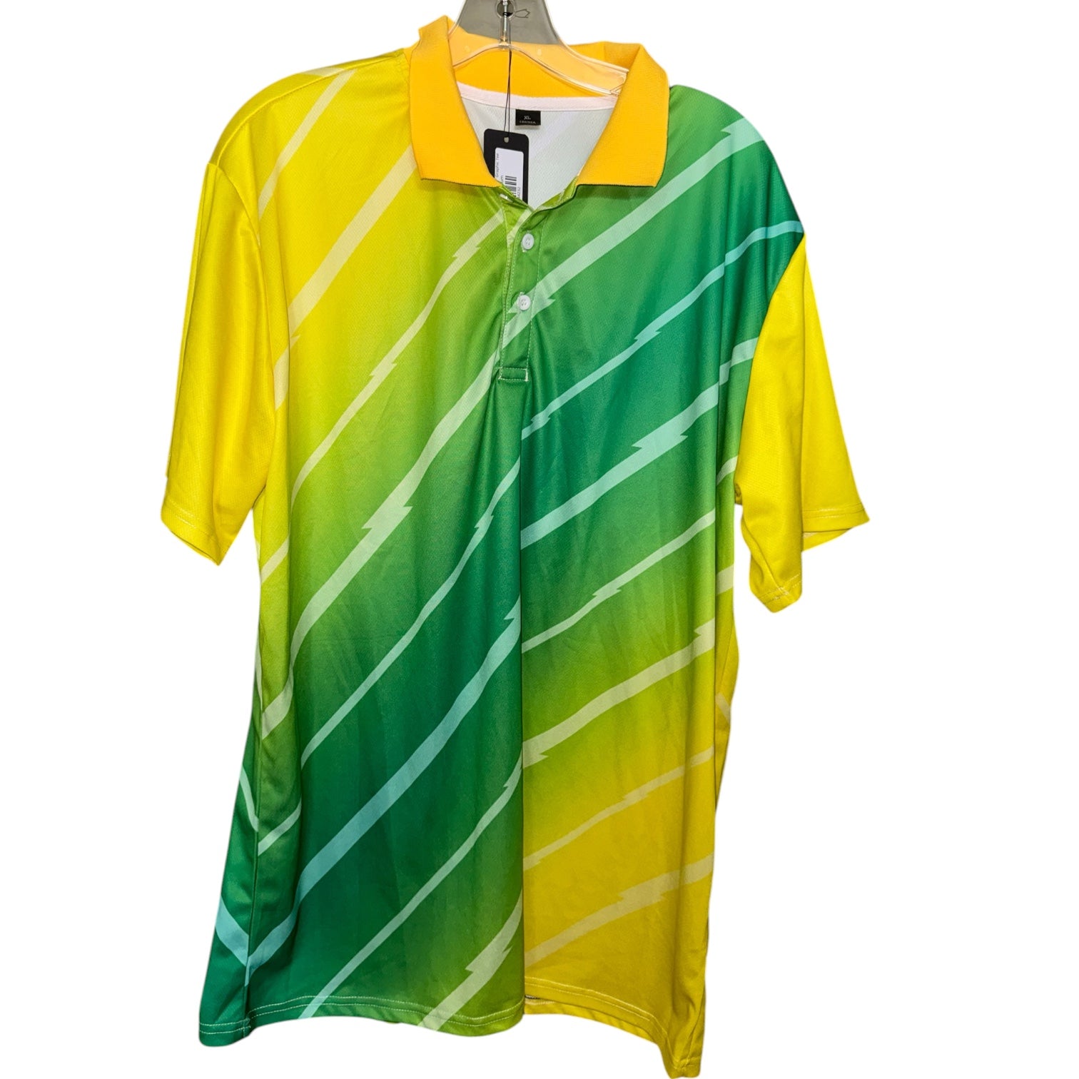 Yellow and Green Graphic Performance Polo