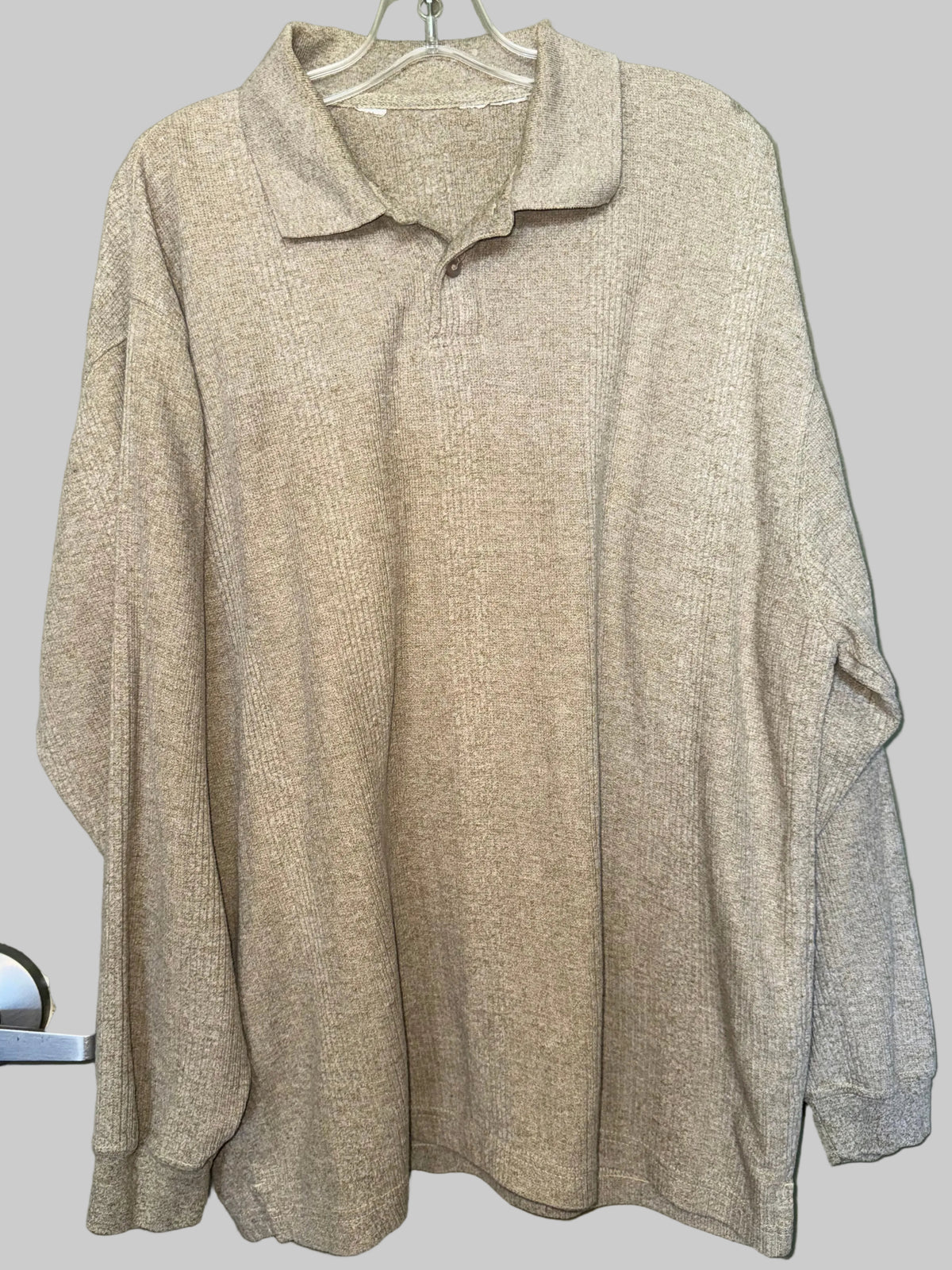 Oatmeal Collared Long-Sleeve Knit Pullover