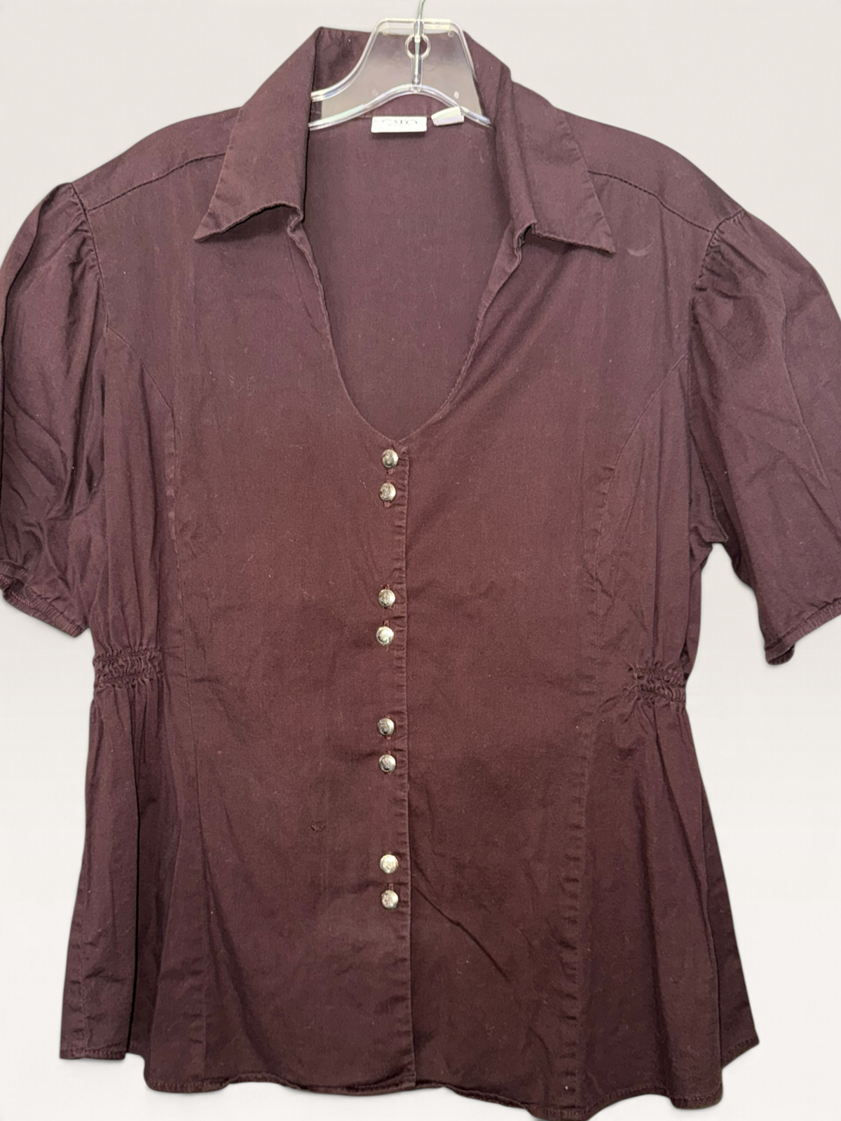 Cato Woman Plum Button-Front Blouse