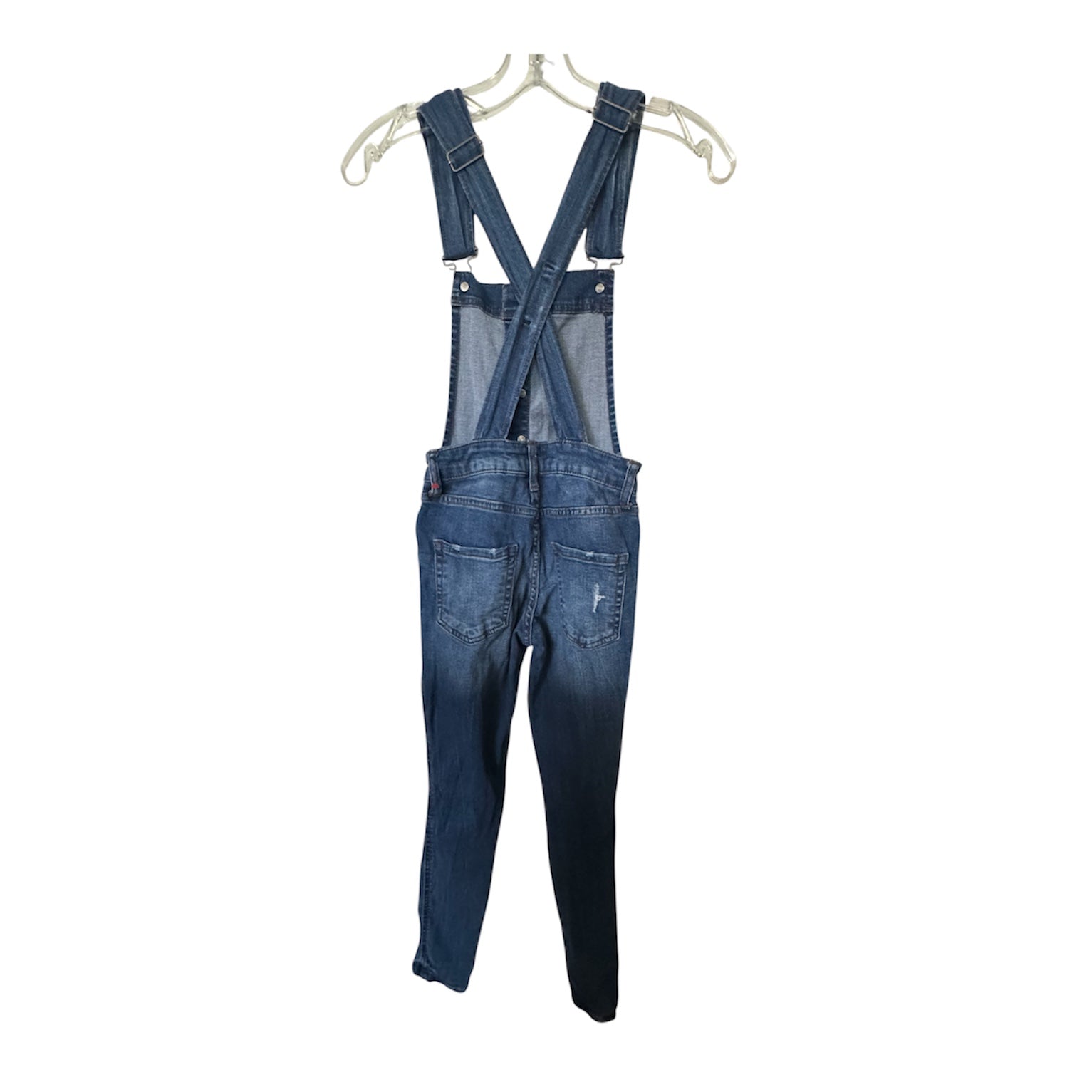 Aeropostale Distressed Denim Overalls | Dark Wash Skinny Fit Overalls