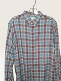ROWM Blue & Coral Plaid Long Sleeve Button-Down Shirt