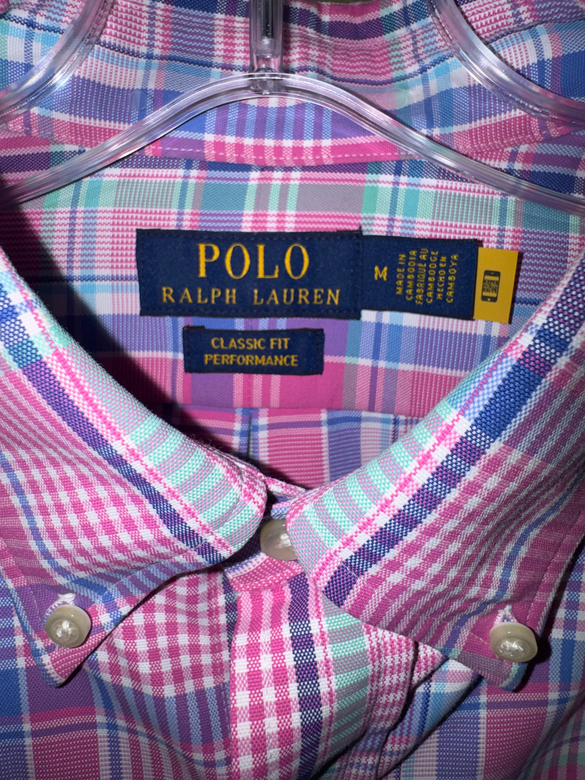 Polo Ralph Lauren Pink Multicolor Plaid Performance Shirt