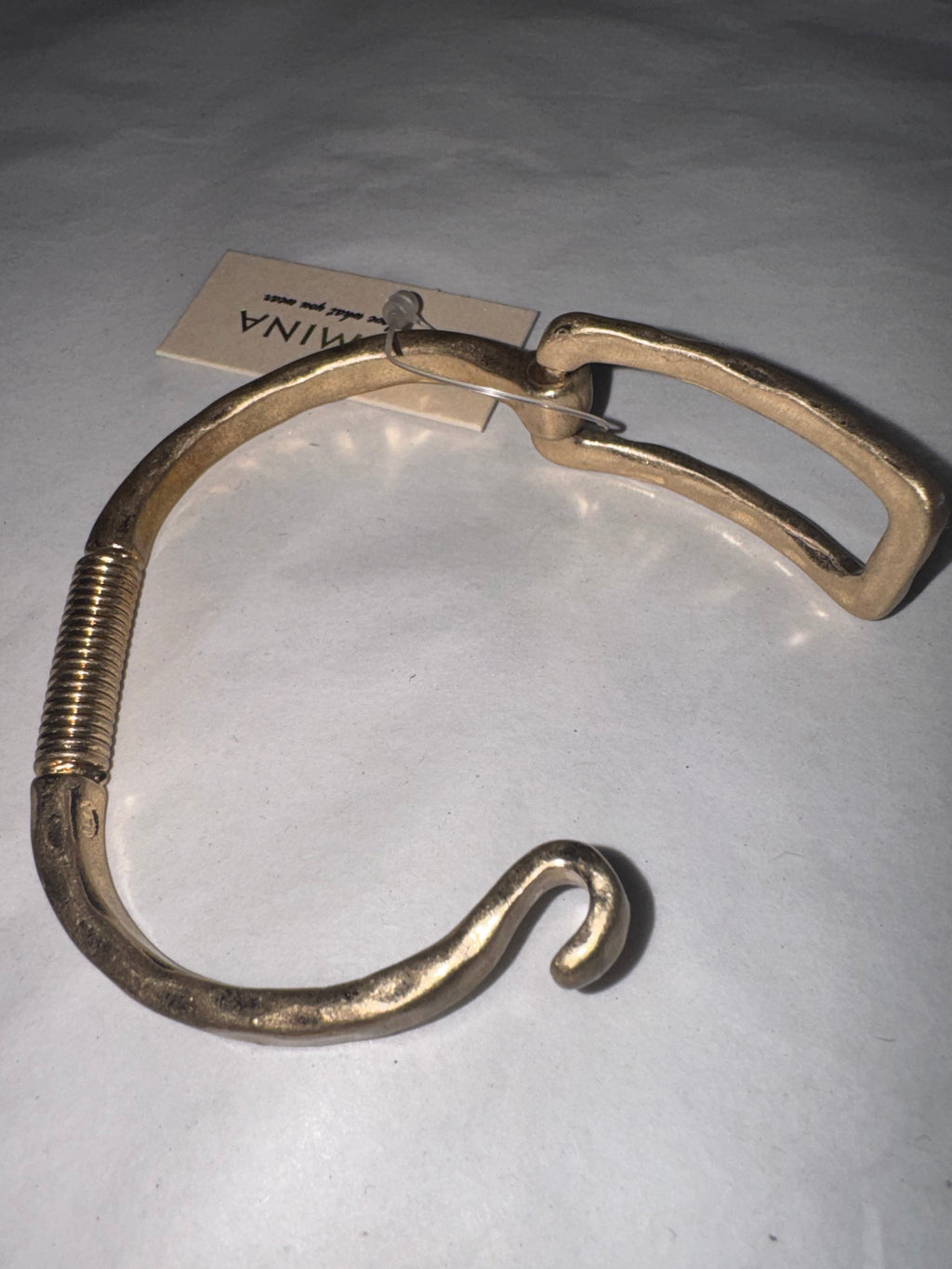 POMINA Gold-Tone Hammered Hook Bangle Bracelet