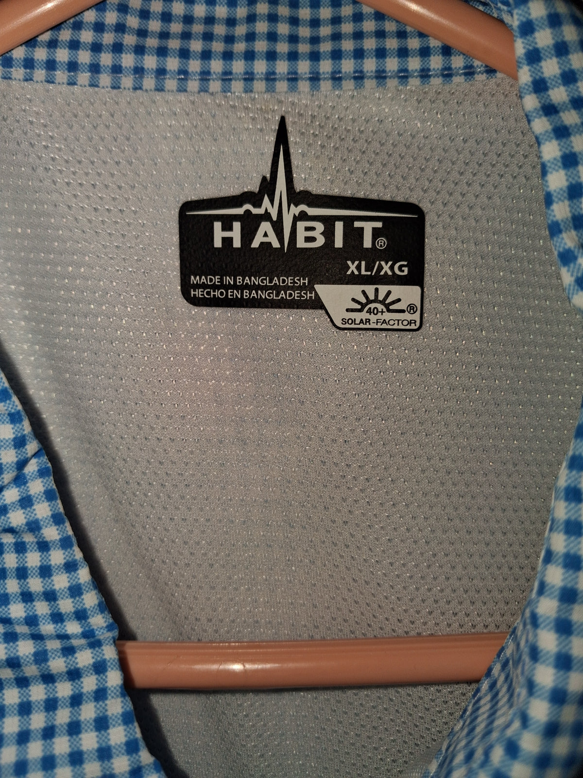 Habit Blue & White Gingham Short-Sleeve Fishing Shirt