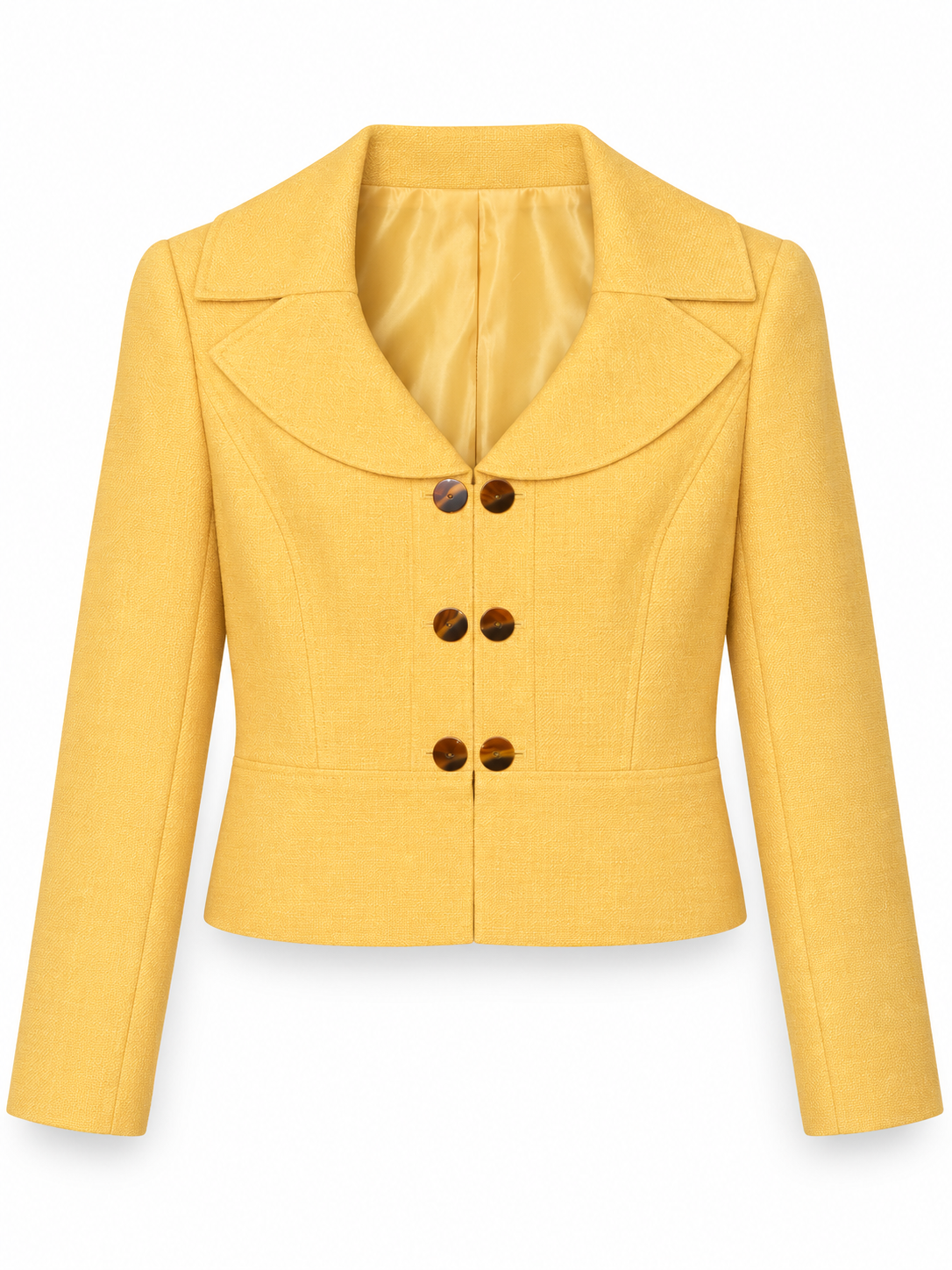 Le Suit Yellow Jacket & Brown Skirt Two-Piece Suit