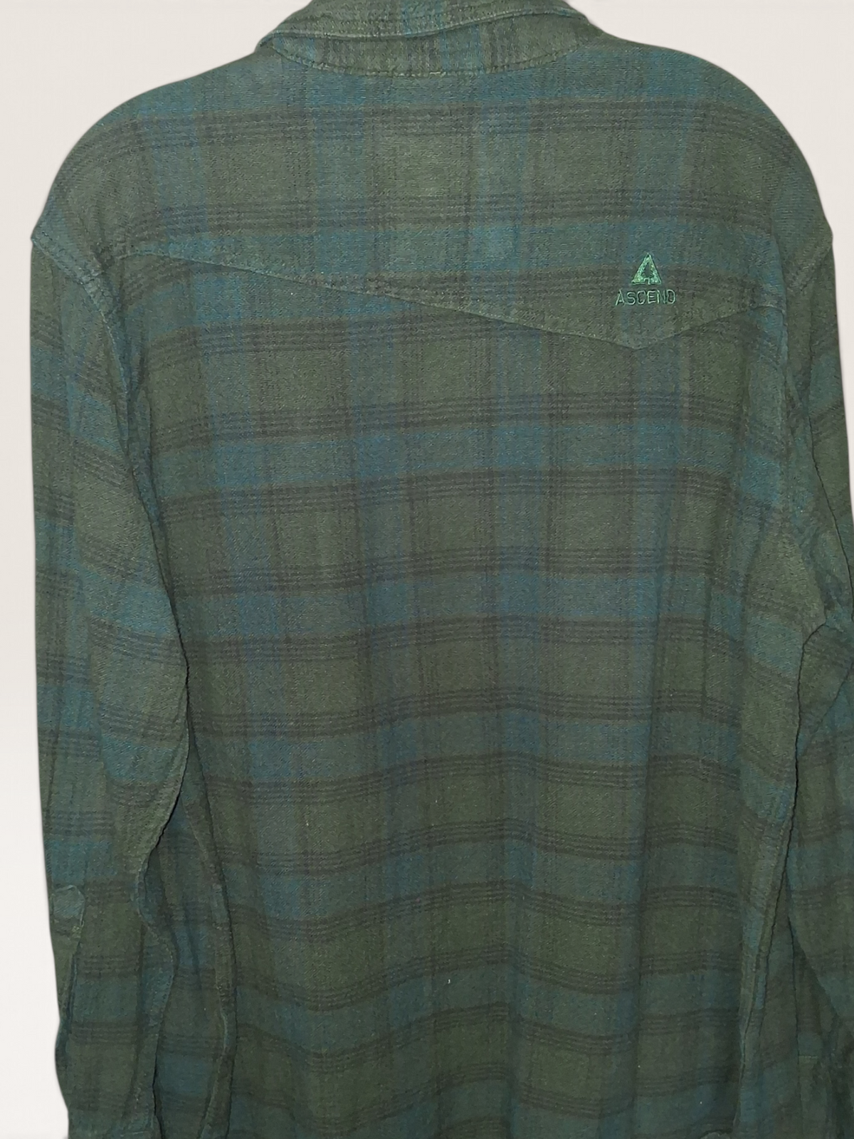 Ascend Green & Blue Plaid Long Sleeve Flannel Shirt