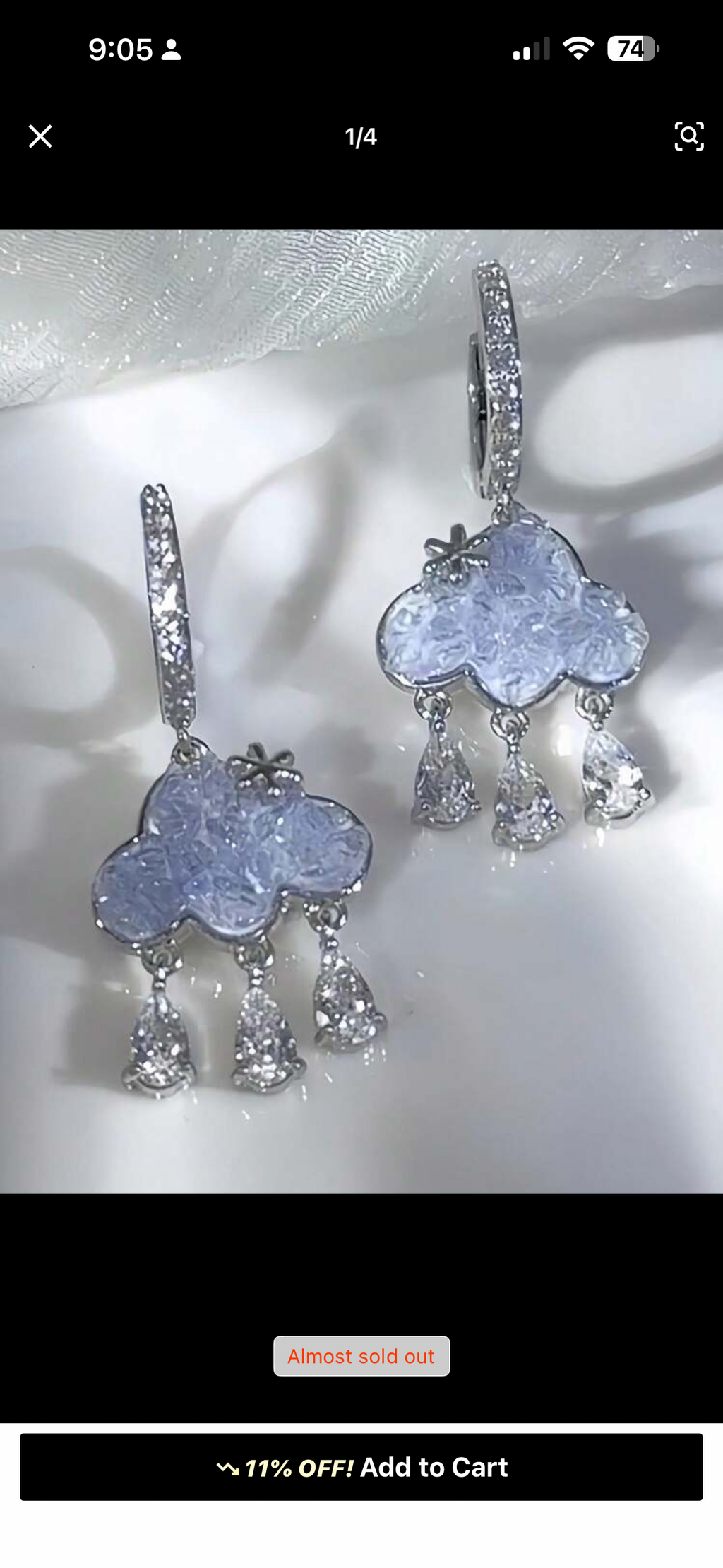 Cloud & Raindrop Crystal Earrings