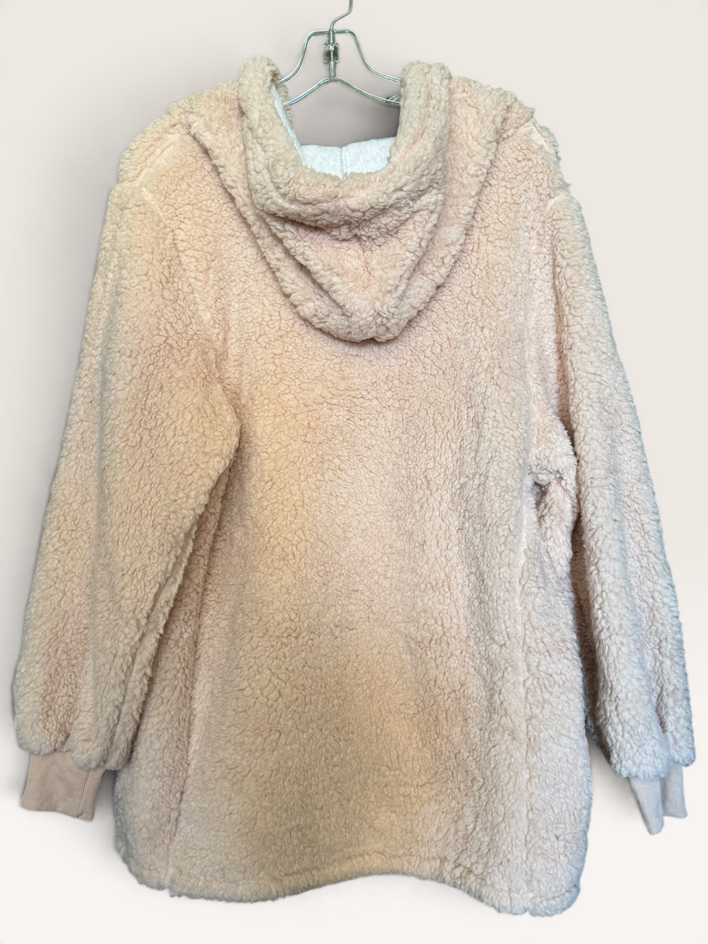 Cream Hooded Teddy Fleece Zip Jacket