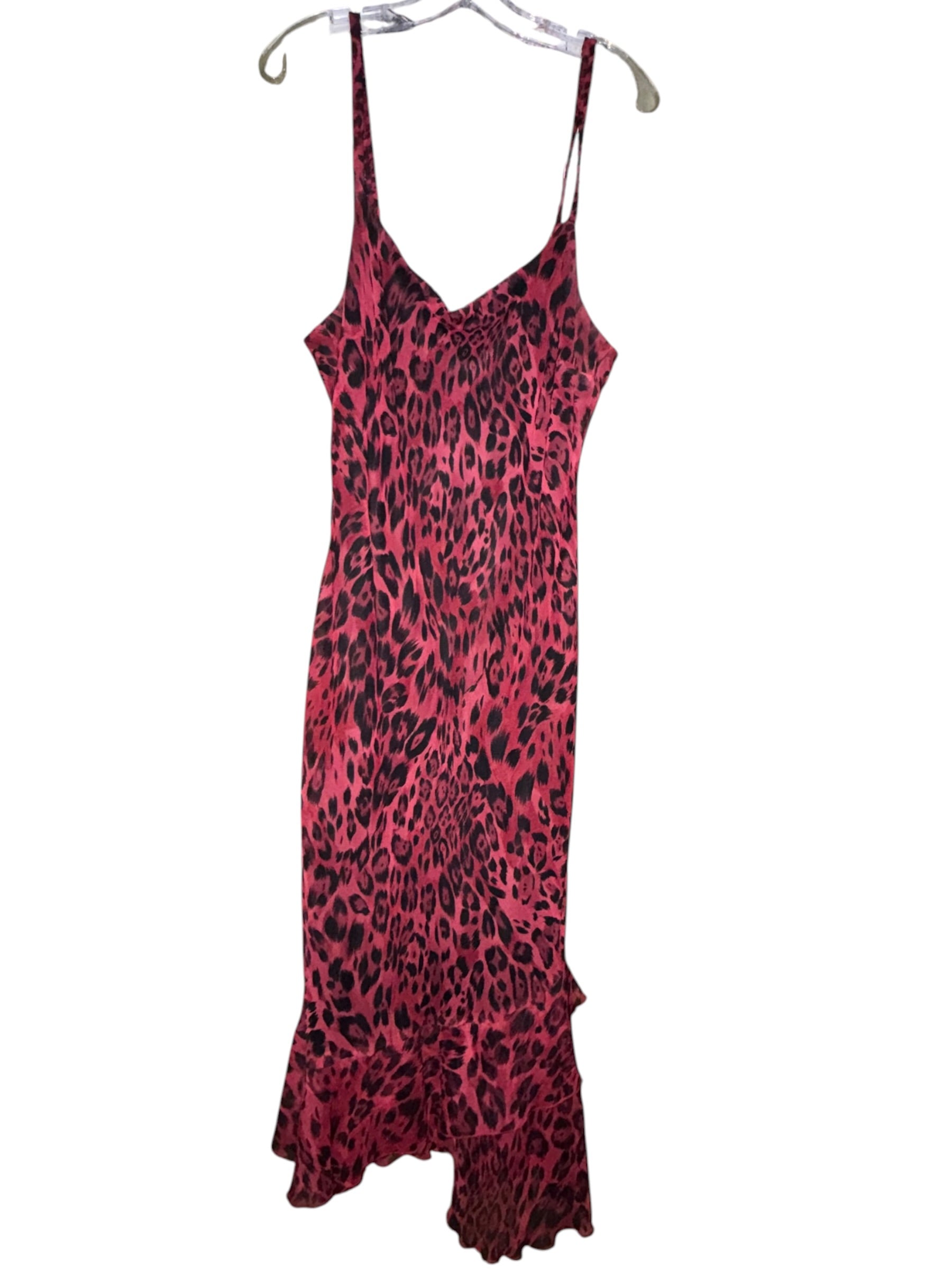 Believe Red & Black Leopard Print High-Low Dress