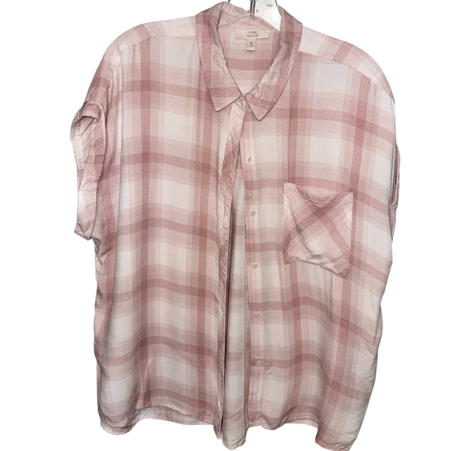 COMO VINTAGE Blush Plaid Button-Up Shirt