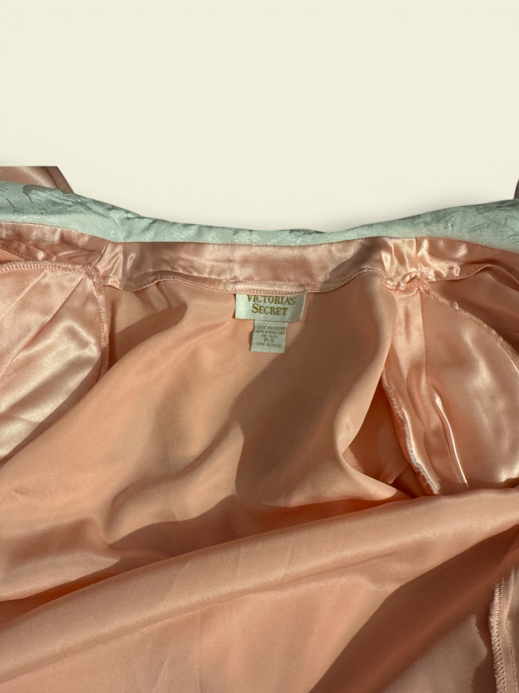 Vintage Victoria’s Secret Gold Label Pink Satin Robe with Gold Bow Trim
