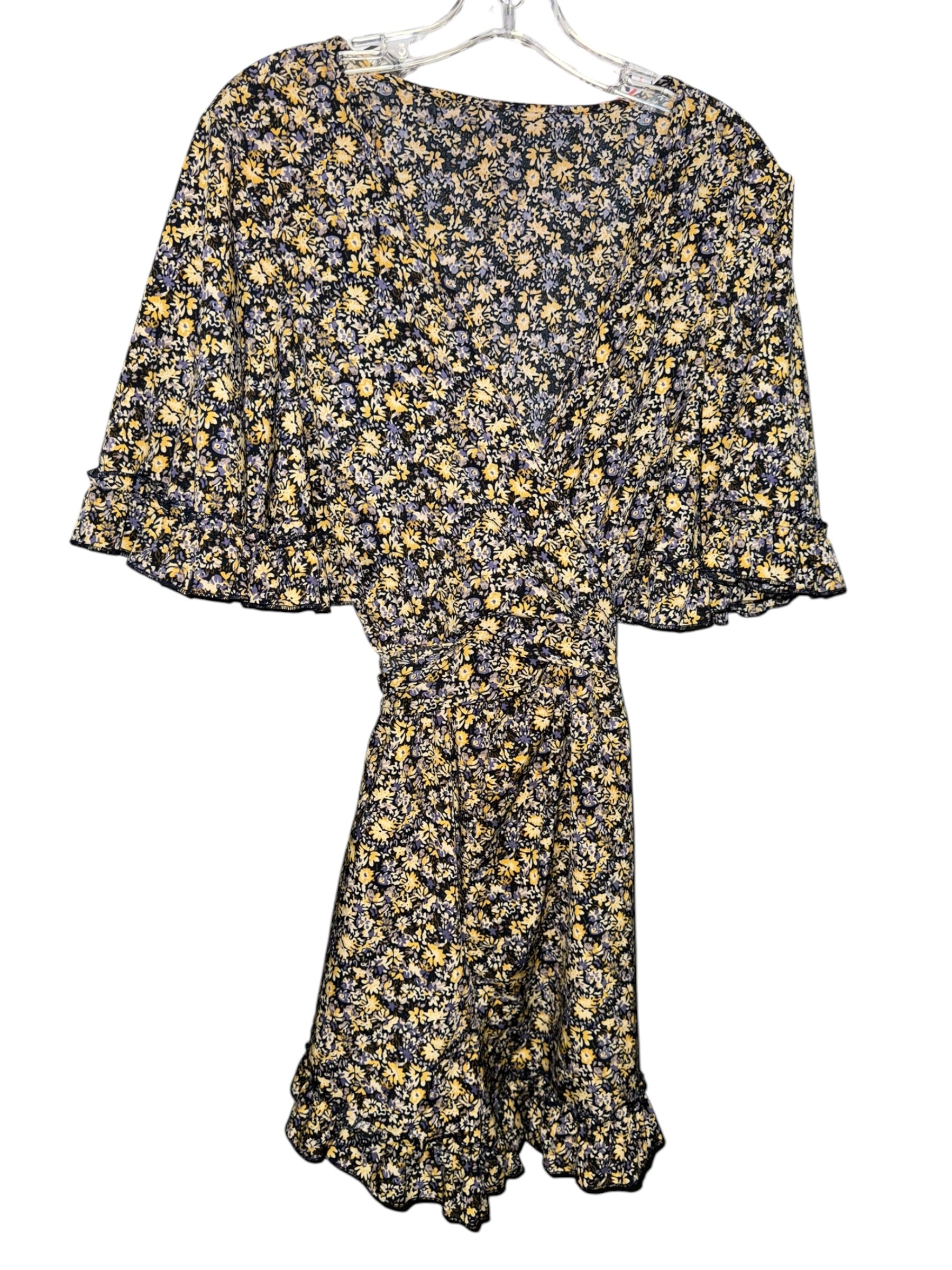 Black, Yellow & Blue Floral Ruffle Romper