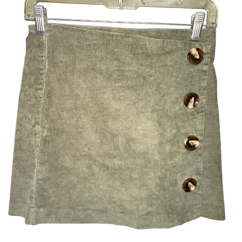Altar’d State Olive Corduroy Button Skirt