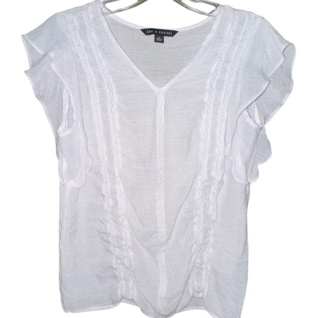Zac & Rachel White Flutter Sleeve Top