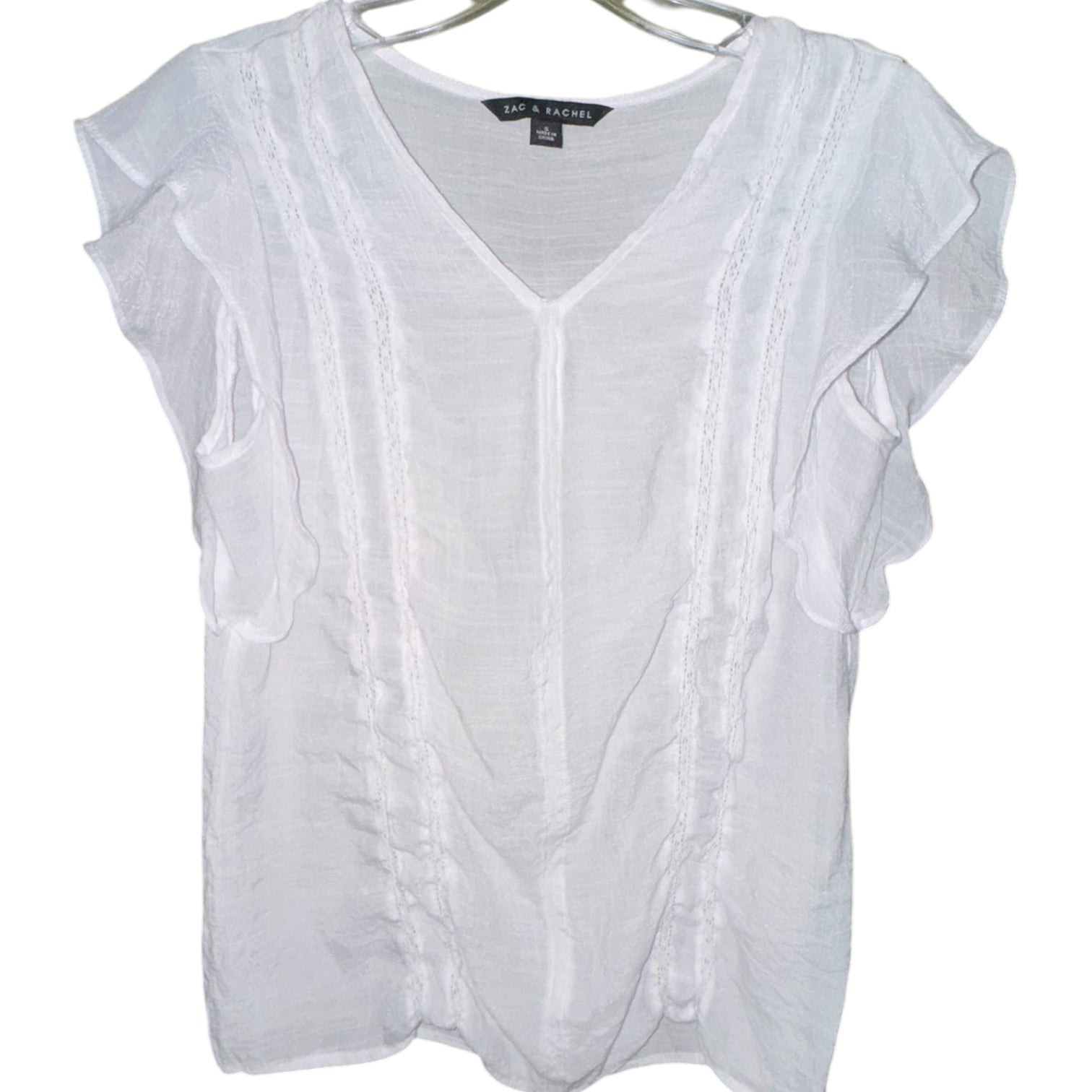 Zac & Rachel White Flutter Sleeve Top