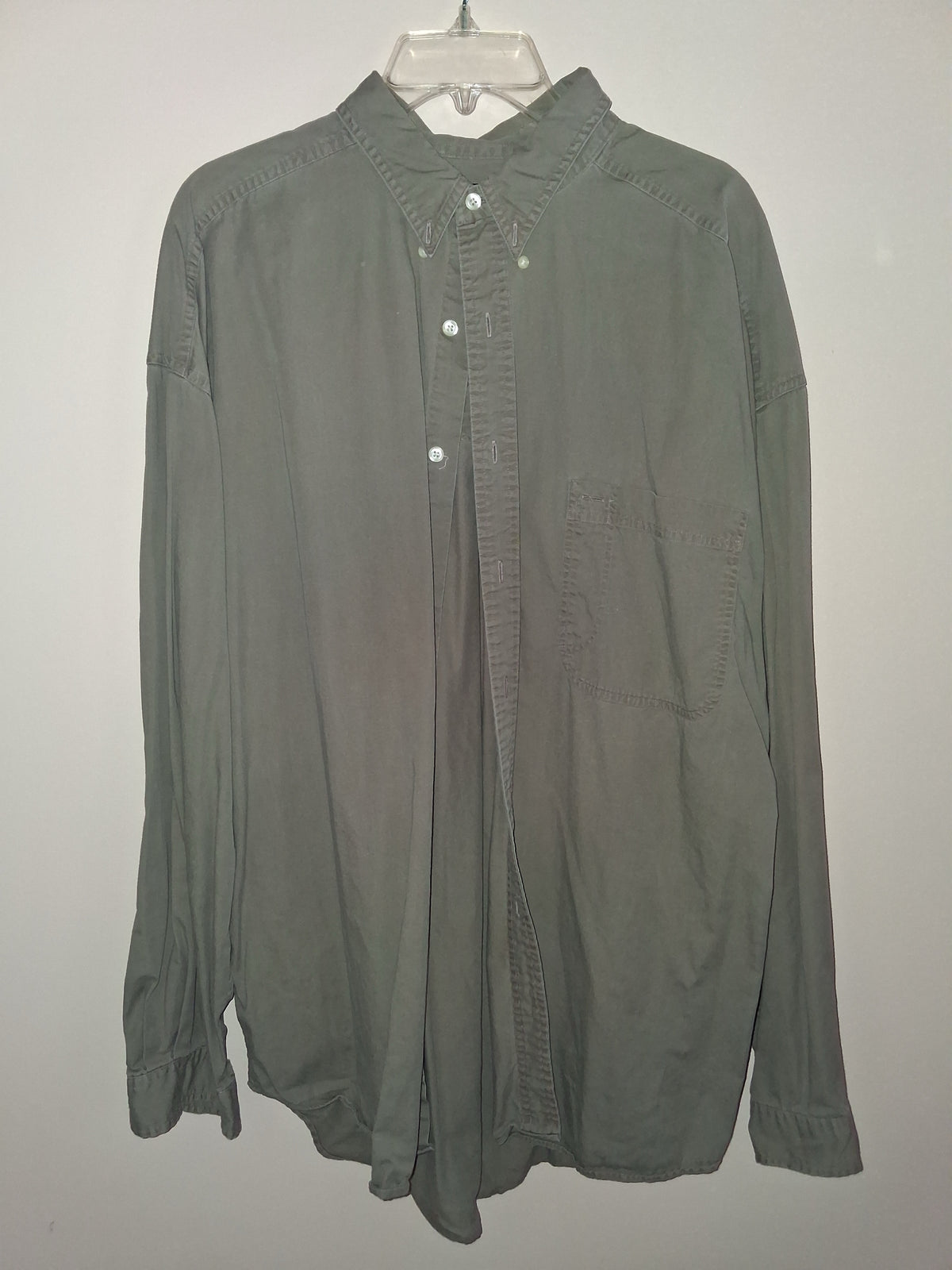 Vintage 90s Structure Sage Green Long Sleeve Button-Down
