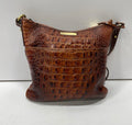 Brahmin Pecan Brown Croc-Embossed Leather Crossbody Shoulder Bag