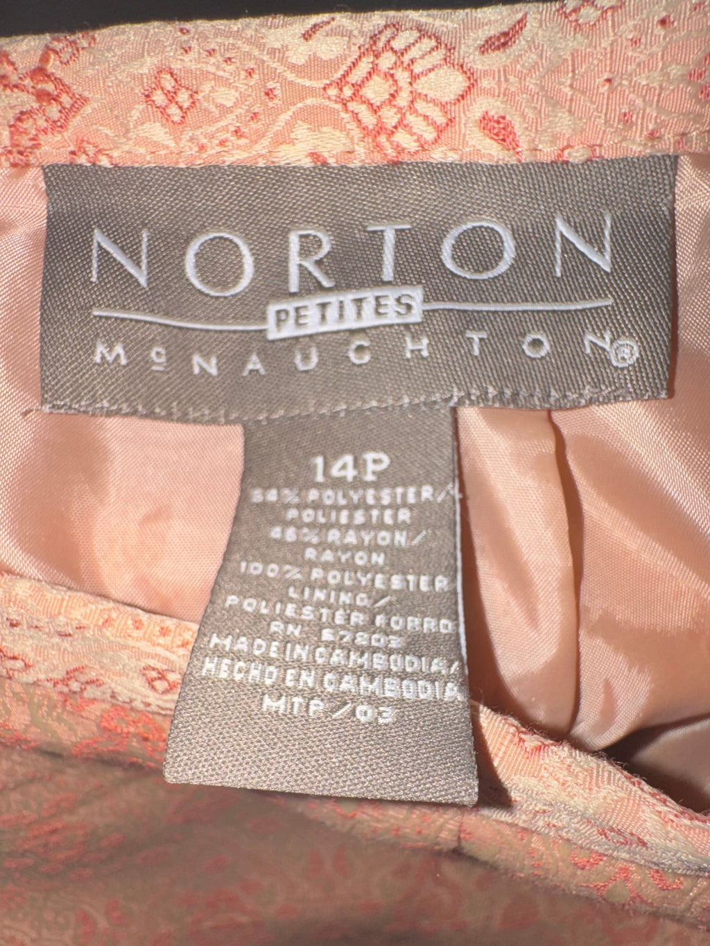 Norton McNaughton Petites Peach Jacquard Skirt