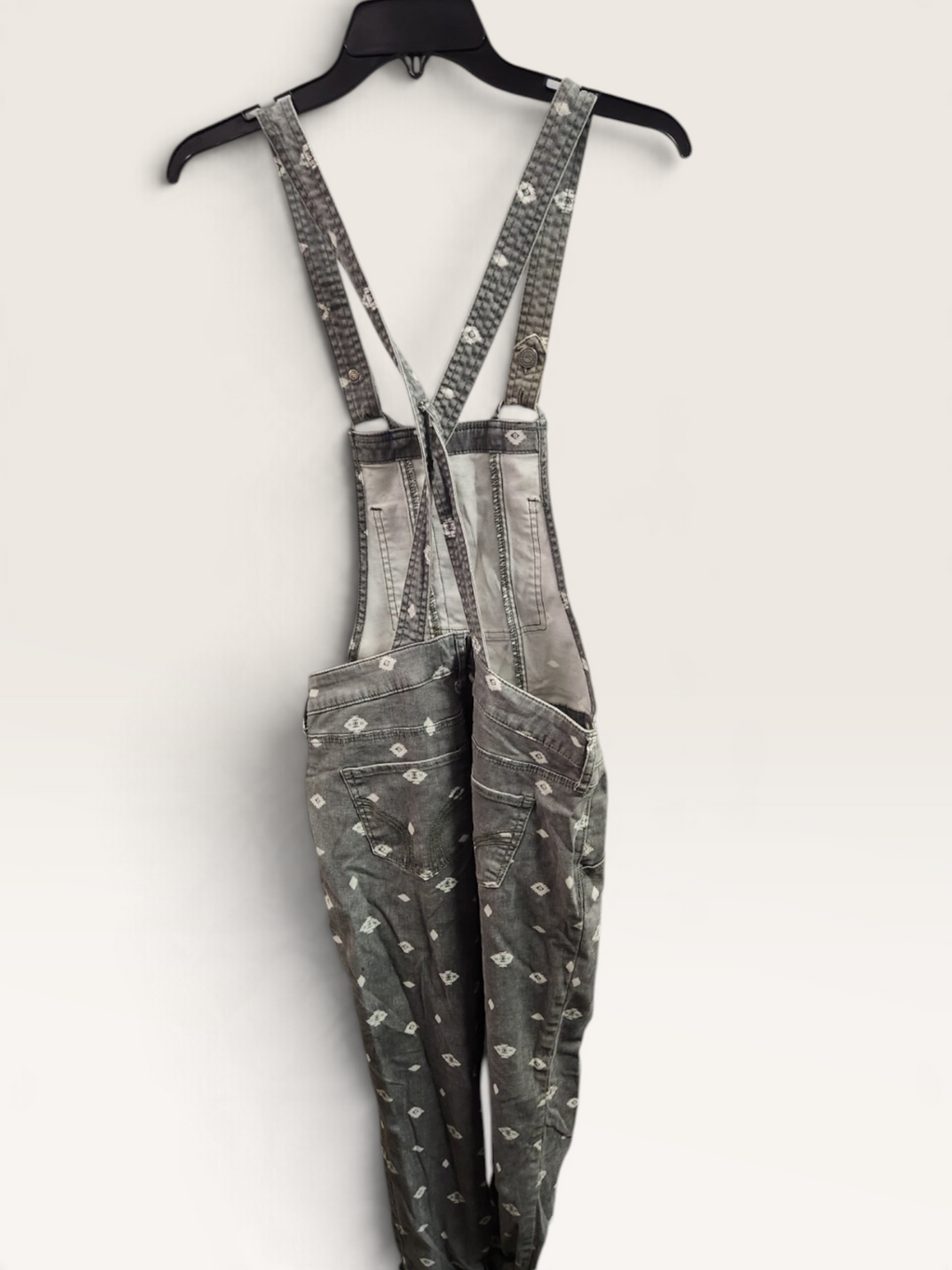 Hollister Gray Printed Denim Overalls