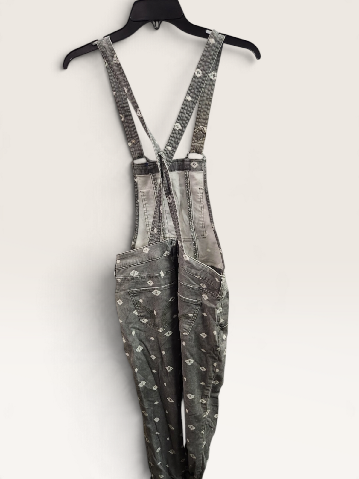 Hollister Gray Printed Denim Overalls