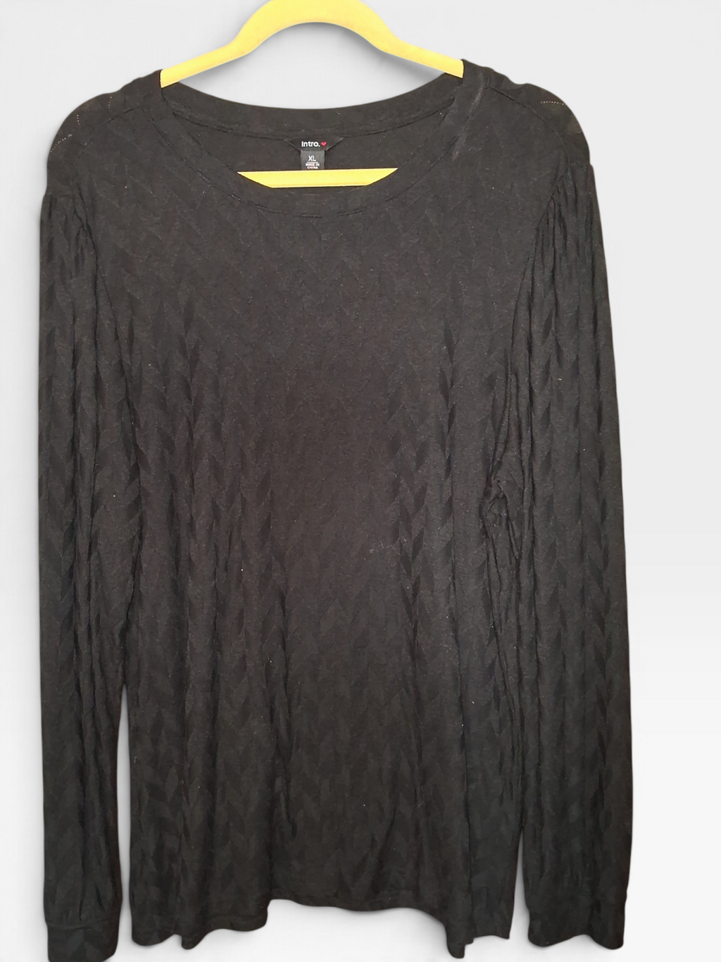 Intro Black Textured Long-Sleeve Knit Top
