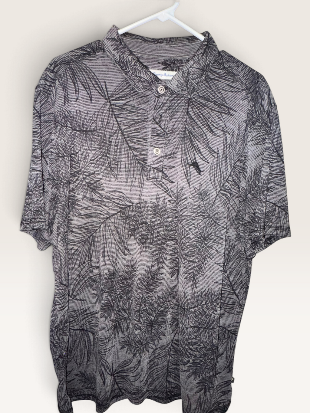Tommy Bahama Gray Palm-Print Polo