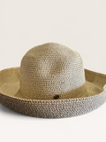 Natural-Tone Woven Hat with Rolled Brim