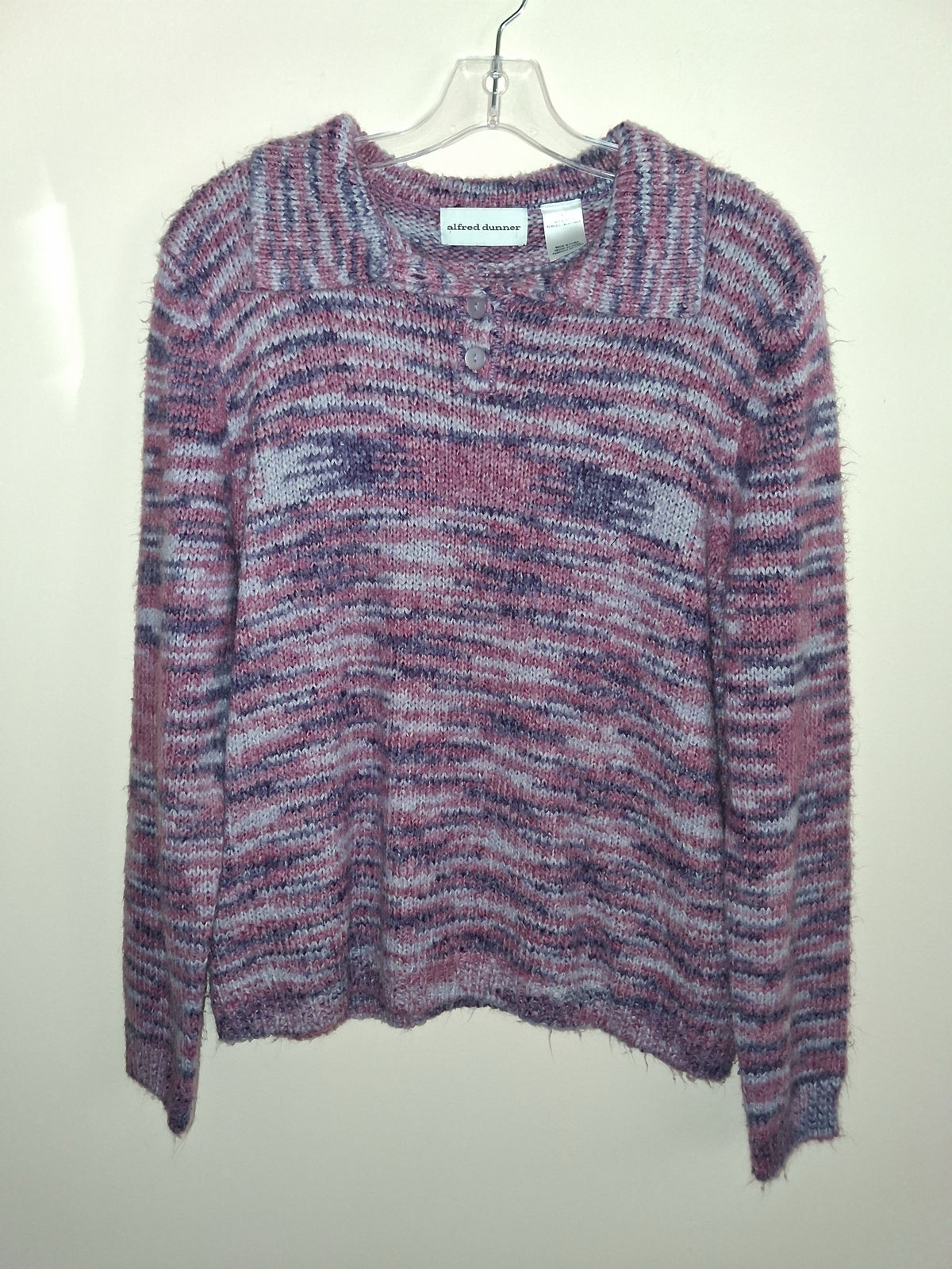 Alfred Dunner Pink & Purple Collared Knit Sweater